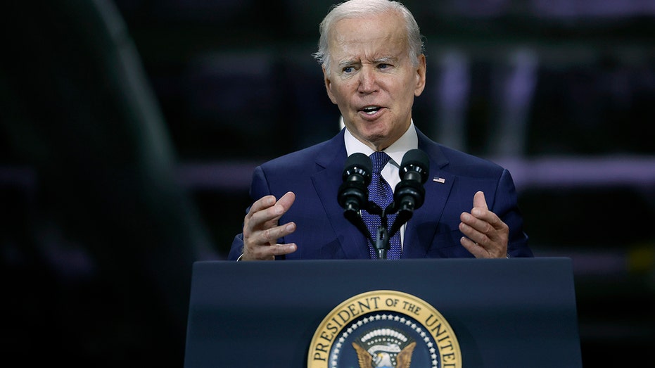 A photo of Joe Biden at a podium